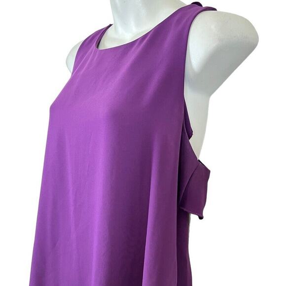 Ann Taylor Loft Petites Womens Purple Ruffle Sleeveless Casual Mini Dress sz M P - Picture 9 of 16